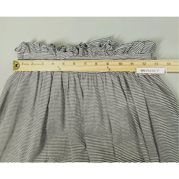 Women Skirt Small Blue Striped Floral Eyelet Bow Nautical Cottage Coquette - Picture 8 of 14